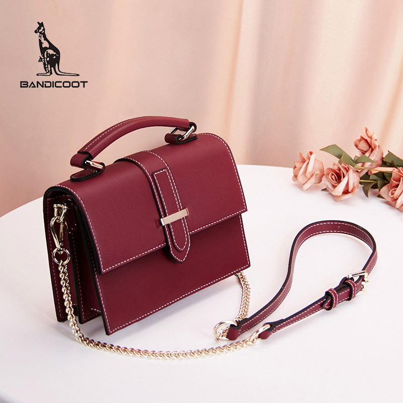 袋鼠斜挎包包女2020新款潮秋冬时尚百搭单肩包女小方包女链条小包