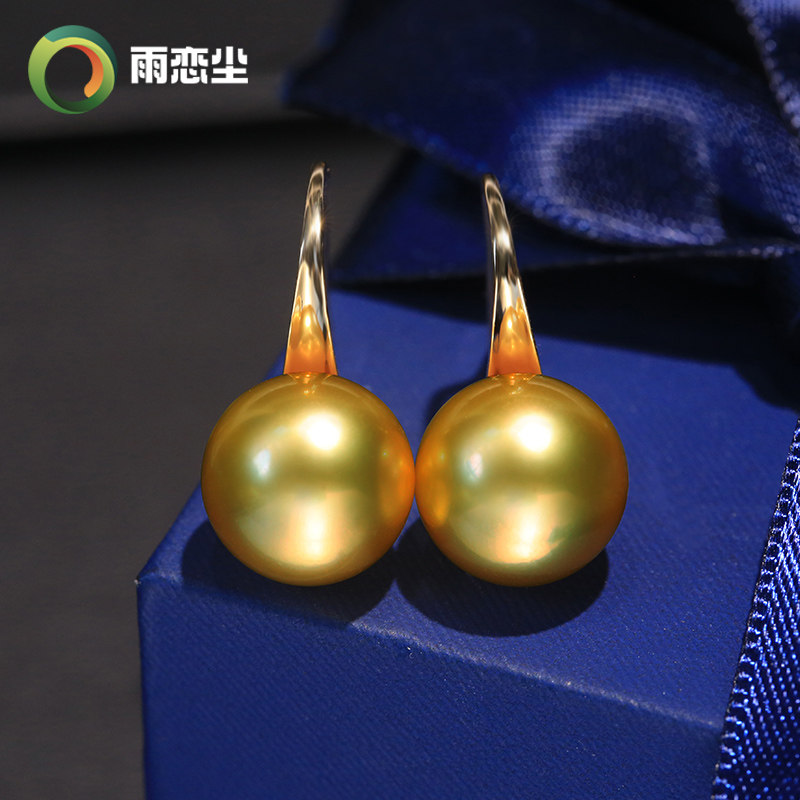 吉尔德赤金珠耳环浓金色天然海水珍珠耳饰18K金高跟鞋耳钩正圆,珠宝/钻石/翡翠,耳饰,淘宝优惠券,粉丝福利购,淘宝优惠卷