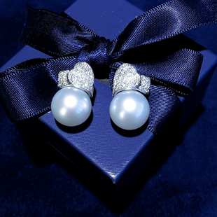 吉尔德GUIID五星维纳斯澳白耳钉澳白珍珠18K钻耳环热巴同款耳饰