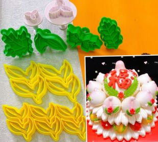 树叶翻糖模具寿桃叶绿叶子弹簧推子量产饼干馒头花饽饽切模黏土模