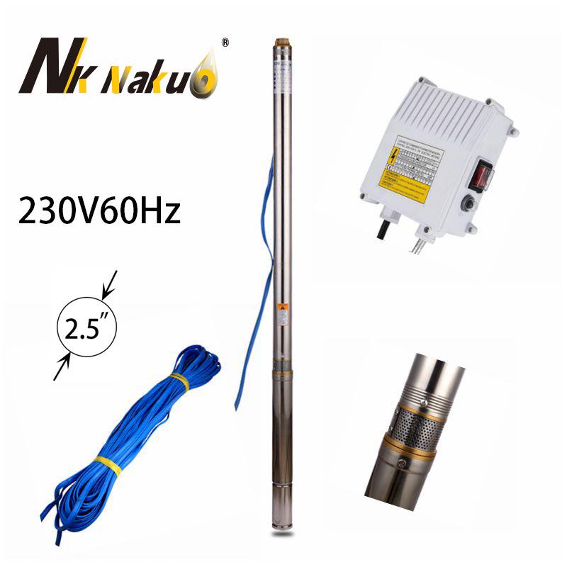 跨境2.5inch不锈钢多级深井泵220V60Hz井用抽水泵1Hp潜水电泵1