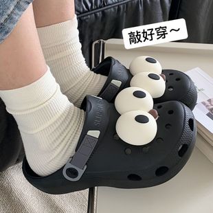 女款 韩式 男女外穿厚底防滑可爱情侣包头凉鞋 个性 eva不 搞怪洞洞鞋
