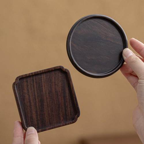 黑檀木茶杯垫防烫茶杯托隔热垫创意茶托底托实木茶杯垫茶碟茶配件