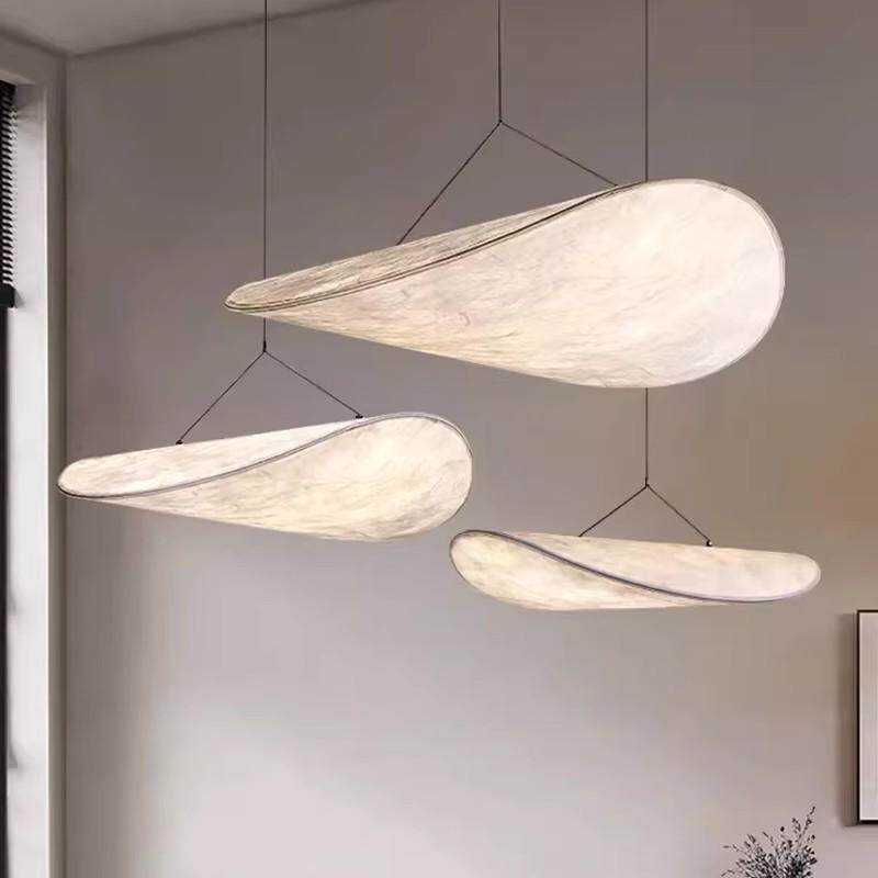 日式侘寂风卧室灯设计师简约客餐厅吊灯法式创意民宿茶室蚕丝灯具