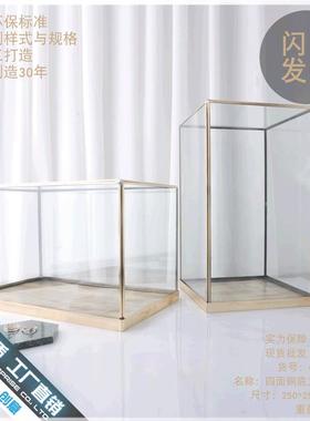 低价玻璃罩摆件佛像展示柜防尘罩古董纯铜底座盒子佛龛家居工艺品