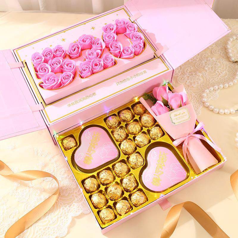 七夕情人节礼物送女友巧克力礼盒套装创意实用高级感生日礼物女生
