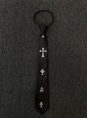 小众设计个性朋克风领结复古克罗十字架箭头黑色免打结高级感领带