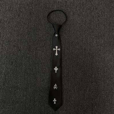 黑色朋克十字架箭头免打结领带