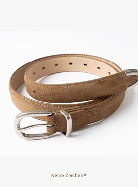 NO LOGO / 反绒皮翻毛皮质感复古西部美拉德老钱风简约皮带腰带