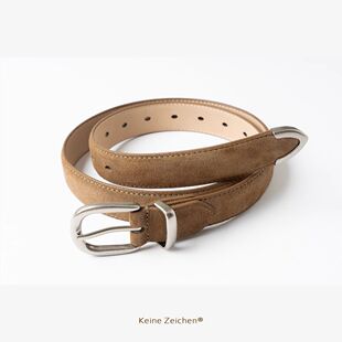 NO LOGO / 反绒皮翻毛皮质感复古西部美拉德老钱风简约皮带腰带