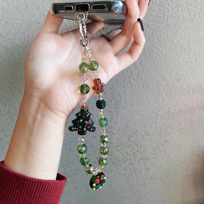 圣诞树琉璃爆闪满钻精致挂件