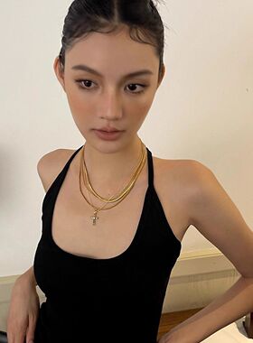 欧美橄榄绿十字架项链