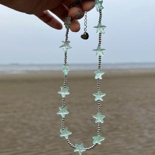 仙莉丝手作/小众【薄荷星星海】薄荷绿ins极简海星个性项链/原创