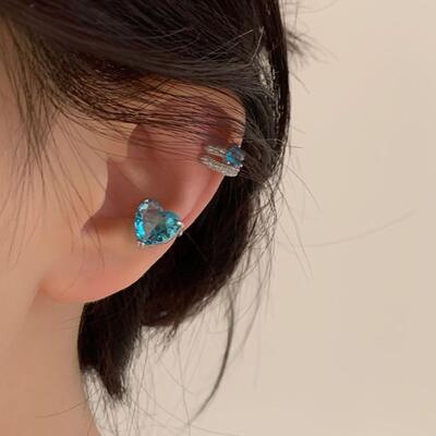 仙丽丝海洋之心耳夹小众蓝色爱心