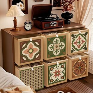 中古风收纳箱卡莱克格子柜储物箱非藤编收纳盒可折叠收纳筐可定制