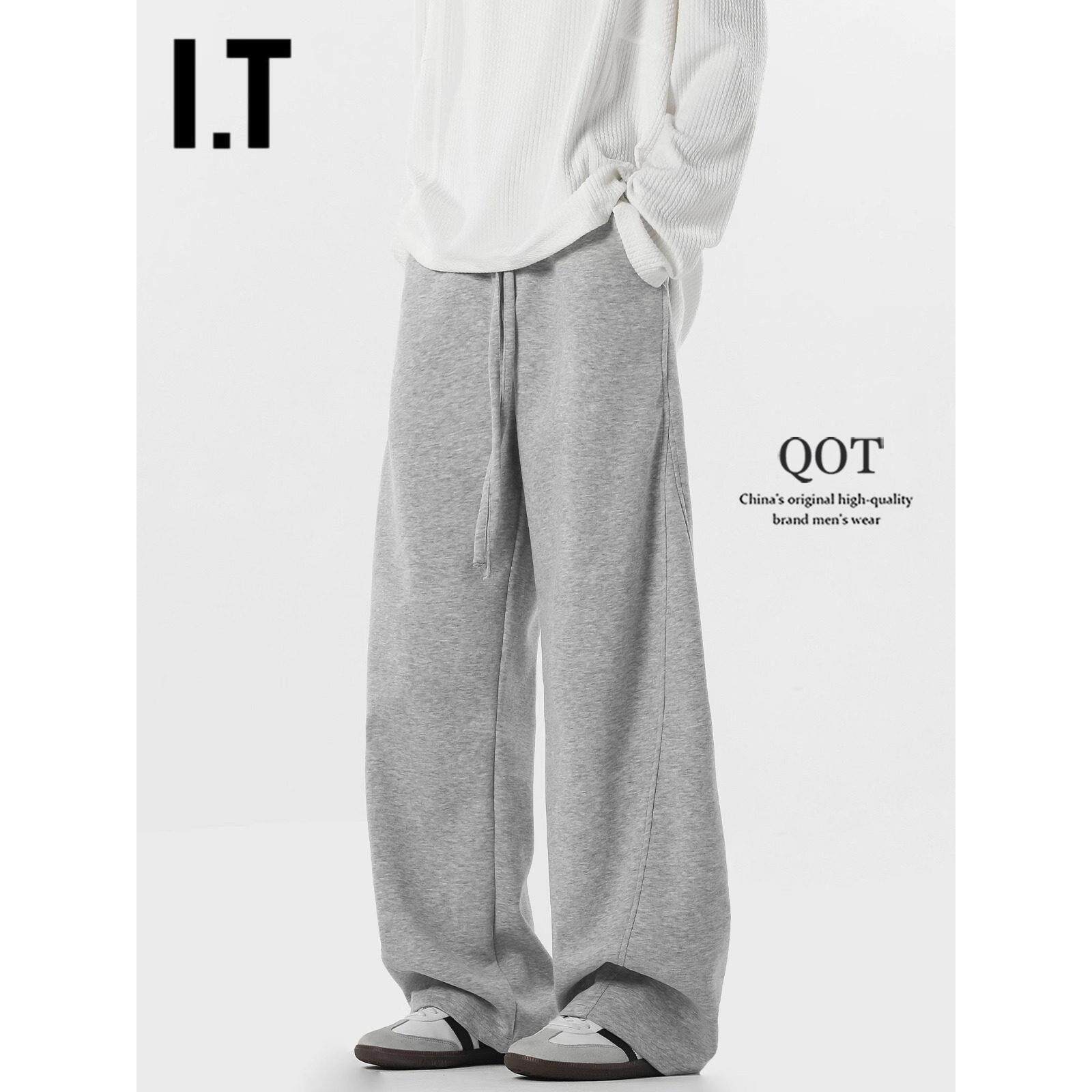 潮牌美式高街弯刀休闲裤子男士夏季薄款垂感运动卫裤直筒阔腿长裤