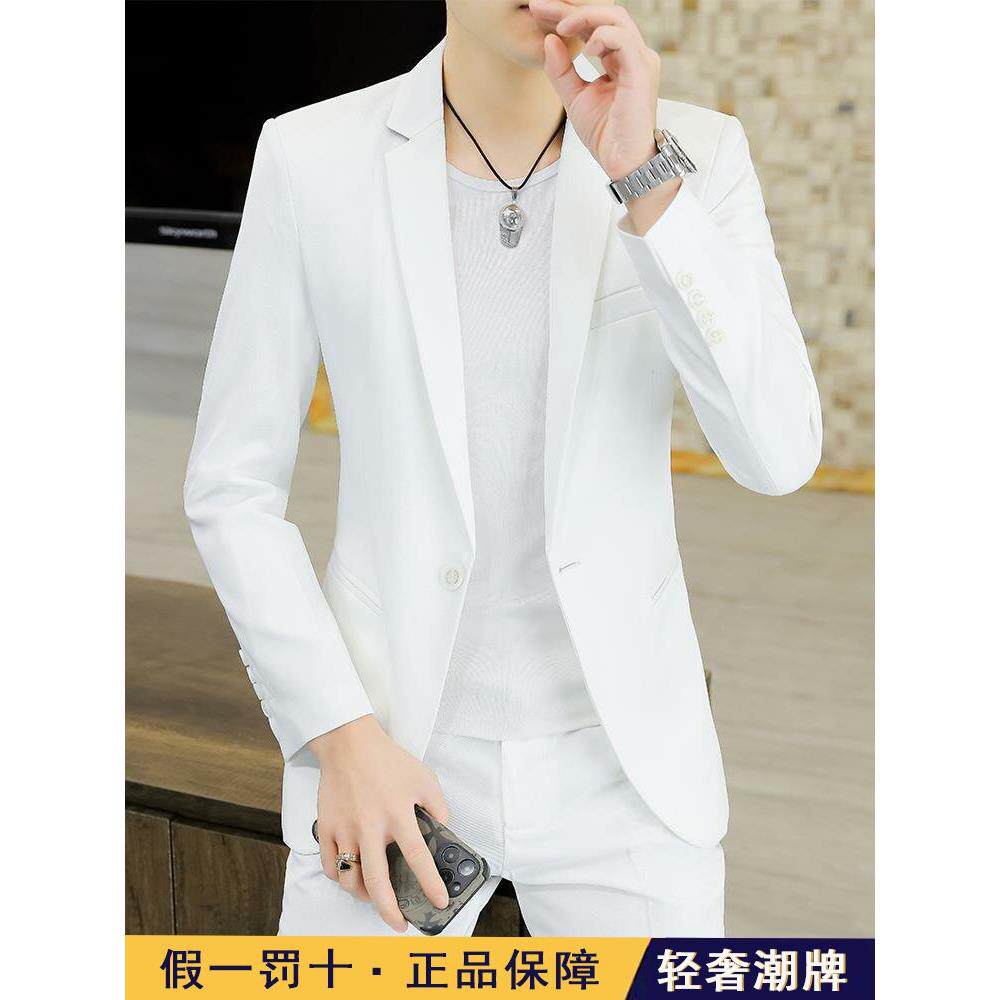 高端薄款休闲西服套装男2025新款韩版男装一套夏季外套轻奢小西装