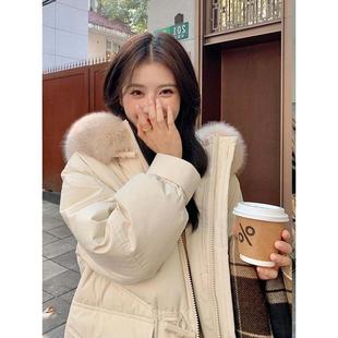 高级鹅绒羽绒服女中长款2025冬季新款时尚设计感小众加厚爆款外套