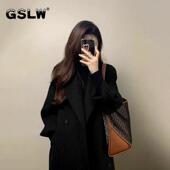 黑色双面羊绒大衣女2025新款 高级感小个子羽绒服内胆毛呢外套 冬季