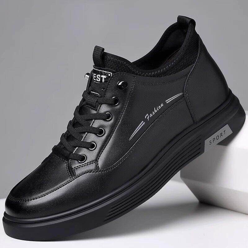 香港男鞋2025新款夏季透气软底休闲皮鞋增加英国男鞋真皮底运动鞋