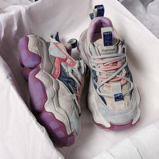 鞋 店主自留新款 小个子百搭增高运动休闲 女春秋季 真皮厚底老爹鞋