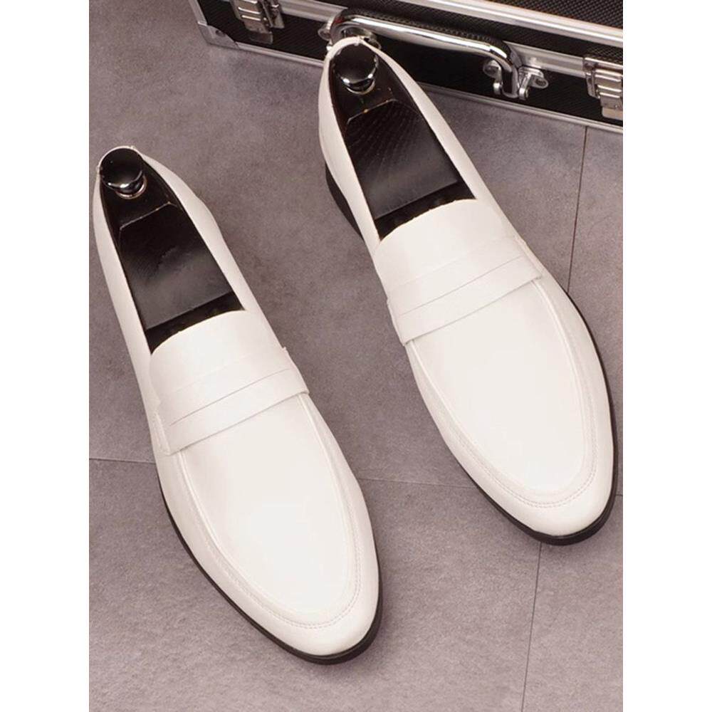 男鞋2025新款真皮透气白色豆豆鞋英国商务男士休闲内增高软底皮鞋