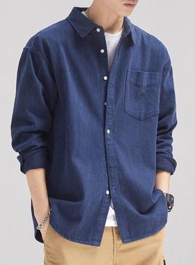 it Afternnaths潮牌~长袖衬衫男春秋季加绒加厚宽松休闲百搭衬衣