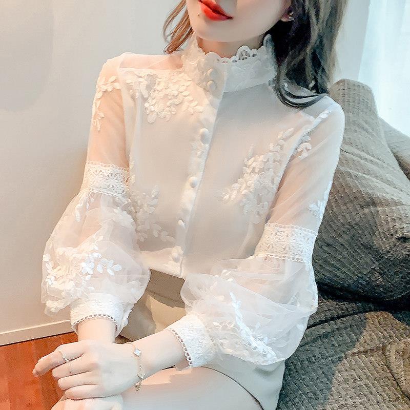 白色衬衫女2025新款超火春装高端轻奢高级感减龄洋气立领雪纺上衣