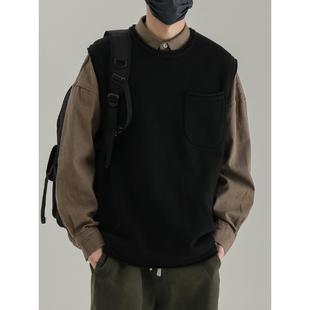 毛衣男背心秋冬套头坎肩外套圆领针织马甲 BIAS潮牌无袖 neith