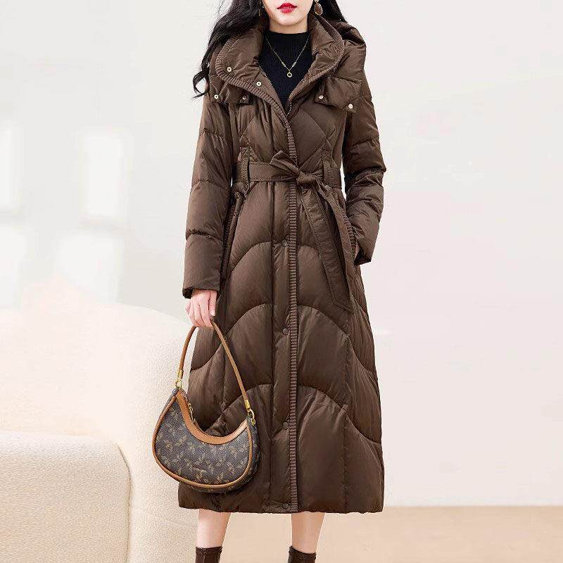 玛古芭中长款羽绒服女2025冬季新款小个子设计感收腰妈妈女款外套