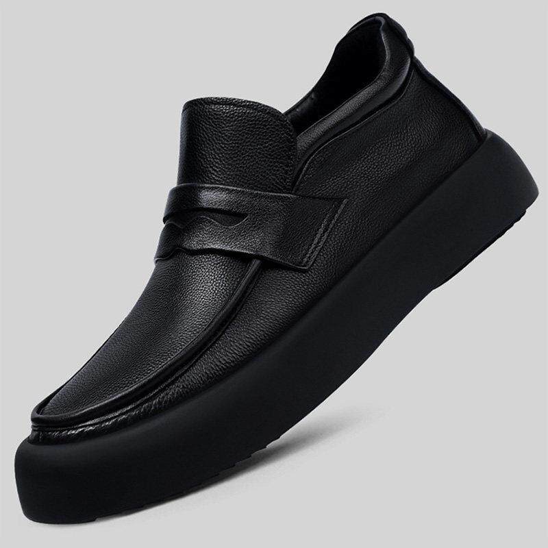 QWTG男鞋冬商务正装真皮百搭厚底系带男士皮鞋头层牛皮休闲鞋子男