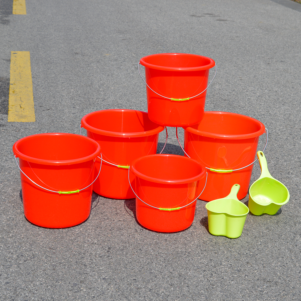 大红色耐摔手提塑料水桶耐摔保洁