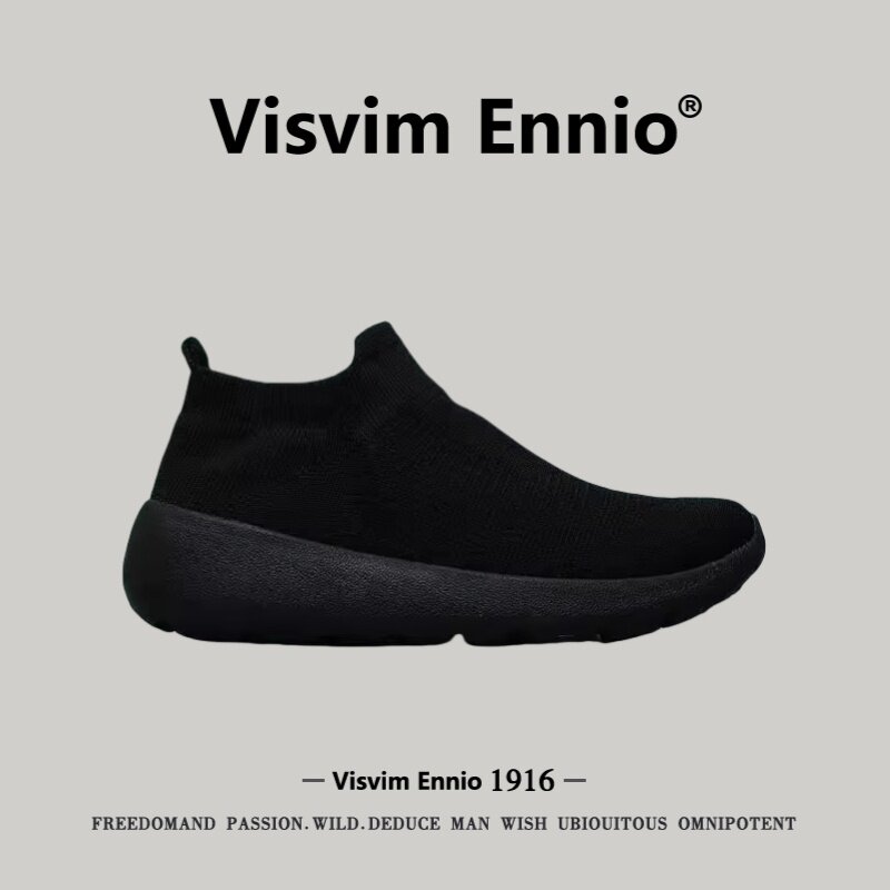 Visvim Ennio男鞋2026新款无鞋带一脚蹬弹力套脚透气运动休闲鞋男