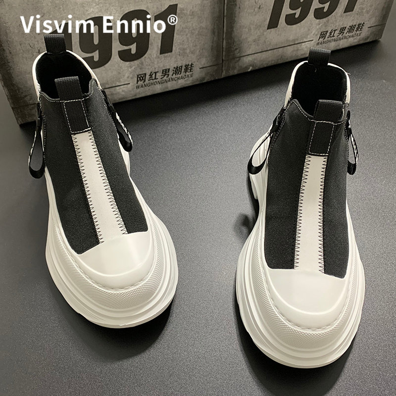 VISVIM ENNIO男鞋高帮春秋韩版潮流百搭休闲运动男士拉链帆布松糕