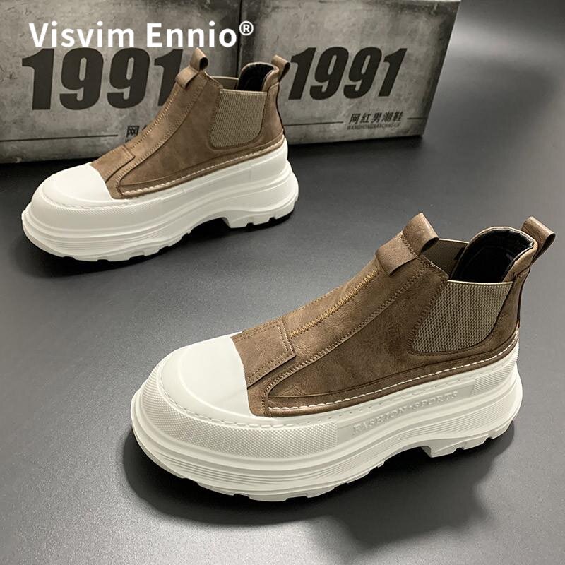 Visvim Ennio男士鞋子2025秋季新款潮流高帮厚底男鞋韩版百搭增高