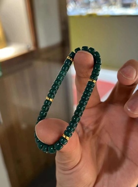 天然原矿绿松石直切药片地狱色偏绿手串隔片手串男女文玩星月菩提