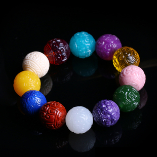 18-20mm回纹珠手链手串青金南红蜜蜡和田白玉回纹单珠