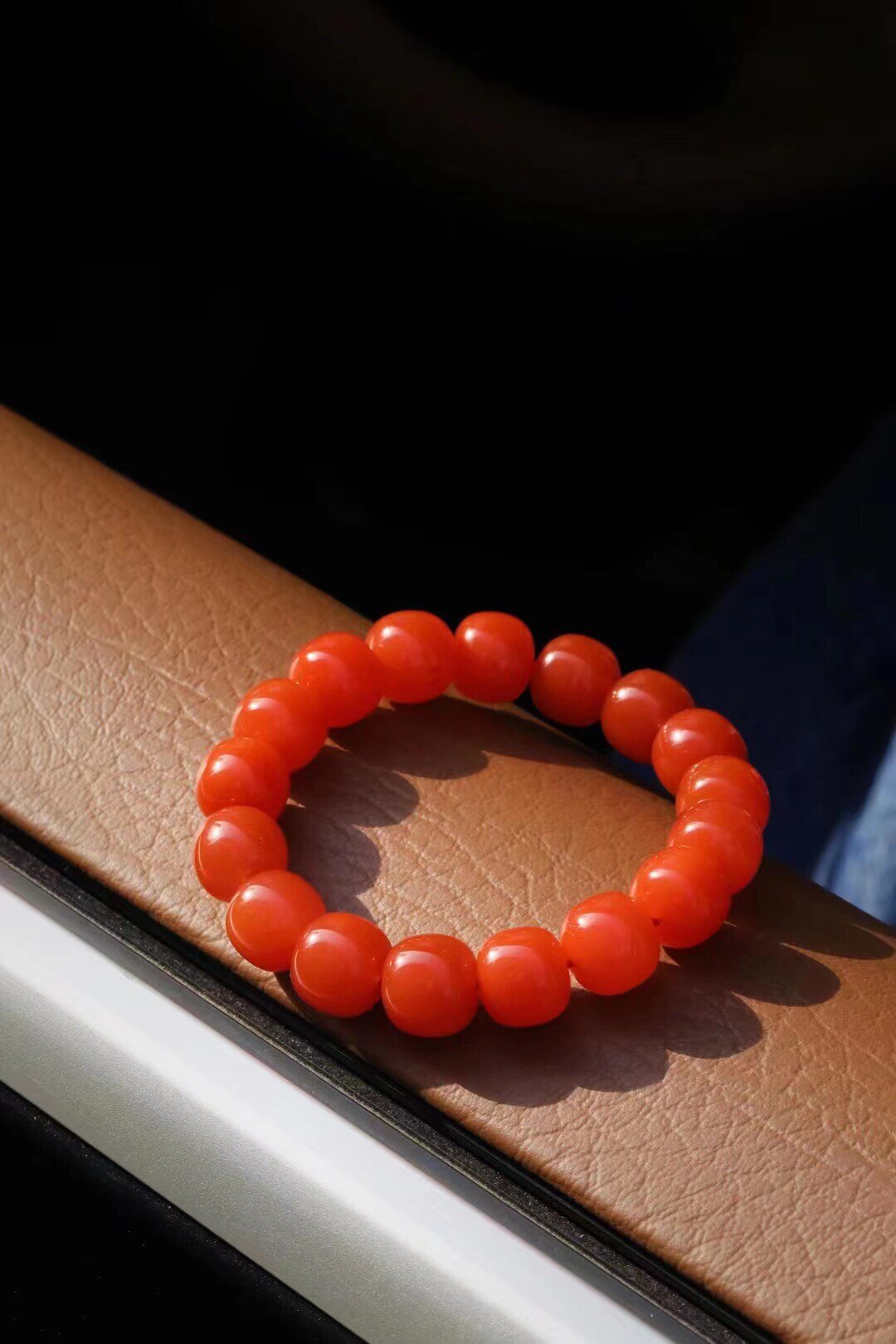 精品保山南红老型手串 无杂无裂滴水洞老料