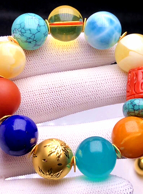 多宝单珠散珠配珠手链南红黄金珠