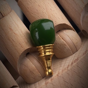 殿堂级老坑料碧玉三通佛头18k金 佛塔配件金刚星月108手串配饰