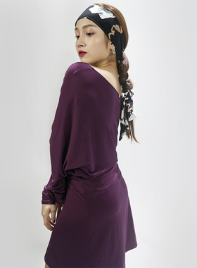 NF宁方 拉丁舞宽松教师连体裙 长袖教课练舞双穿#012A