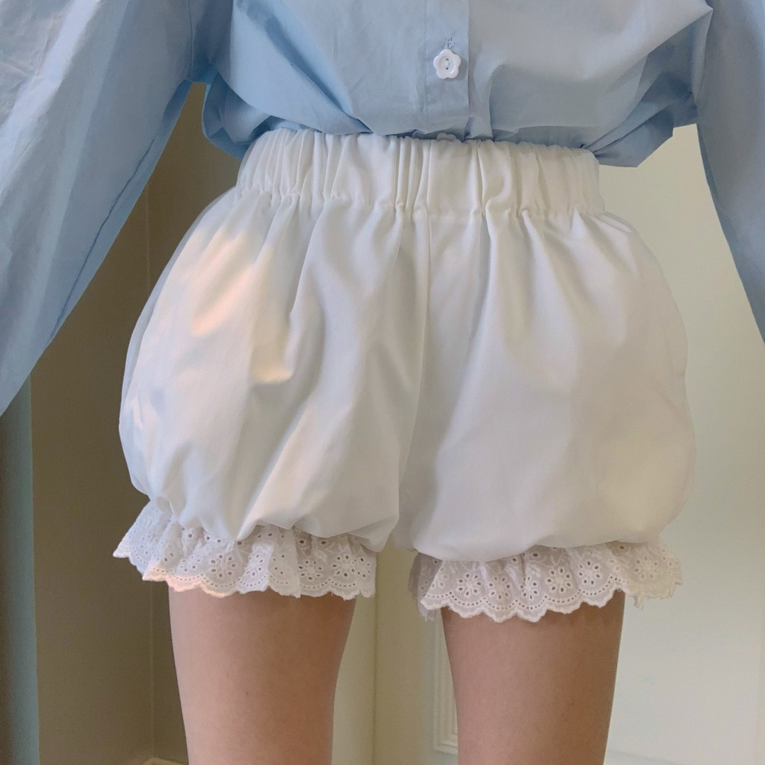 白/黑/杏色花苞短裤(可外穿)【迷你萌妹】