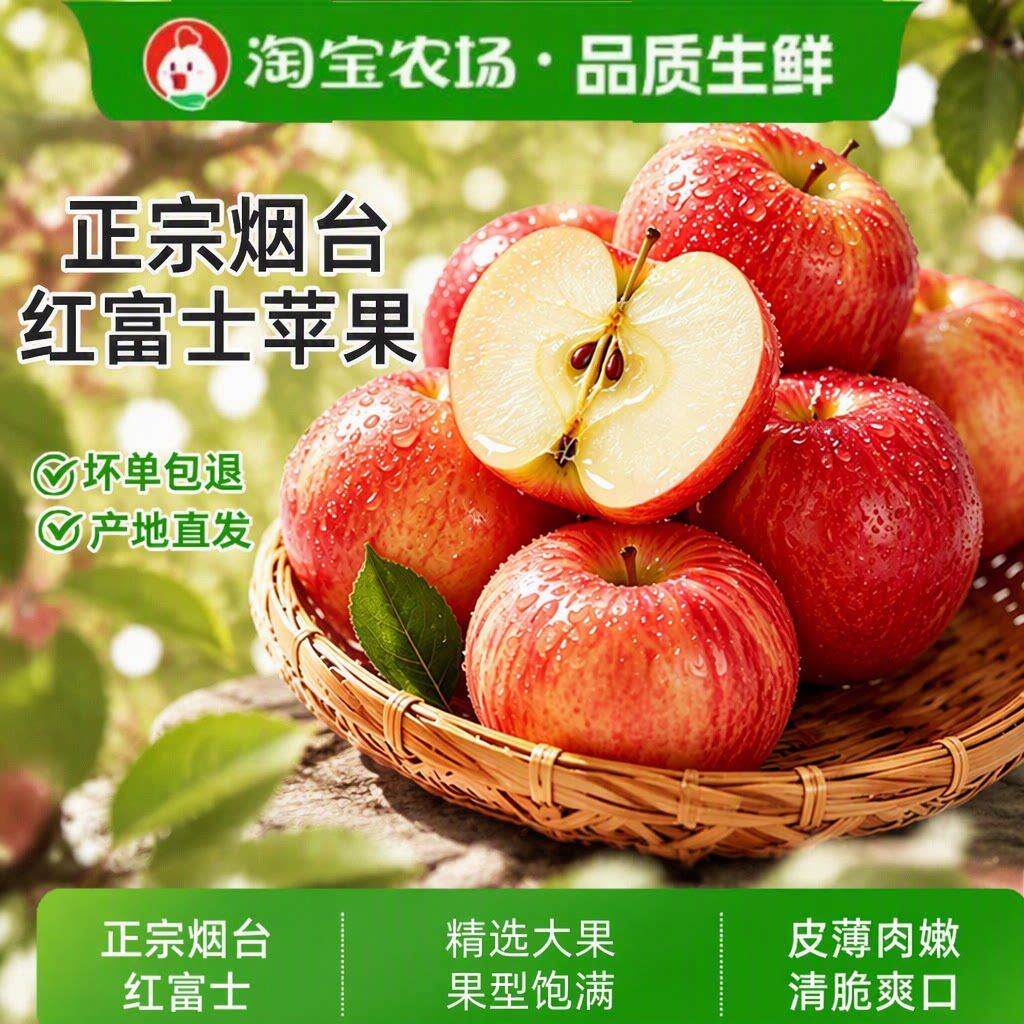苹果新鲜水果正宗烟台红富士山东特产富士苹果包邮孕妇农场精选
