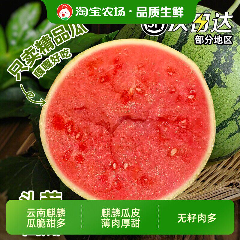 顺丰正宗云南麒麟瓜手撕西瓜水果新鲜应季时令孕妇无籽整个现摘