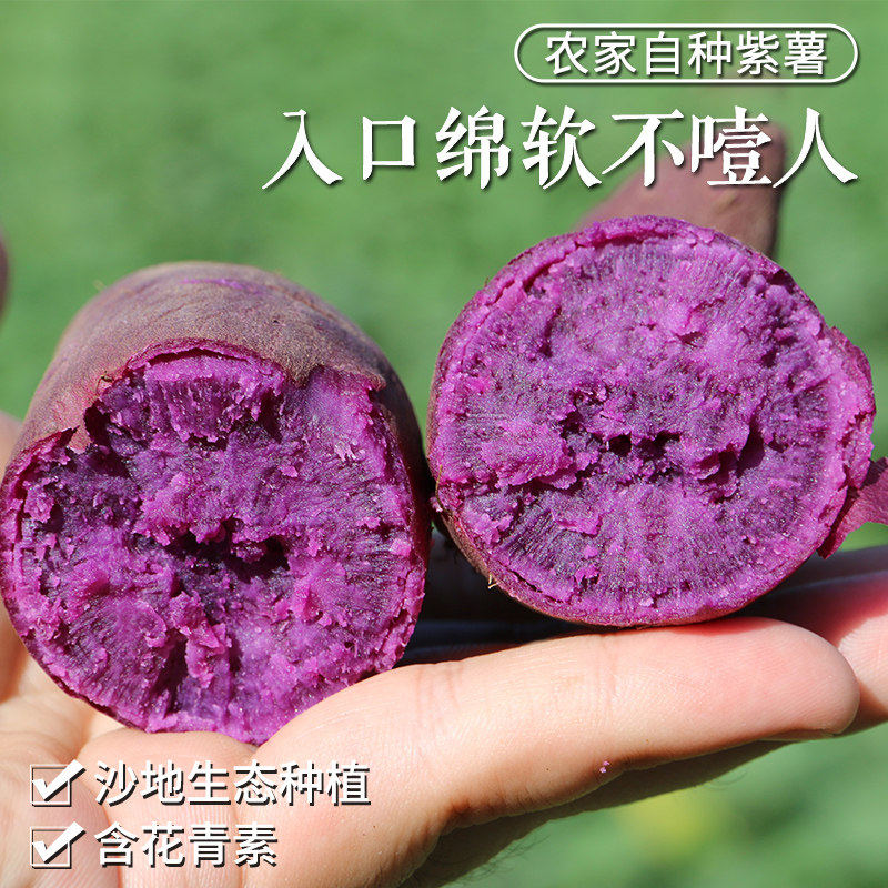 密农人家 新鲜紫薯 蒸着吃微甜含花青素代餐 地瓜番薯红薯蔬菜