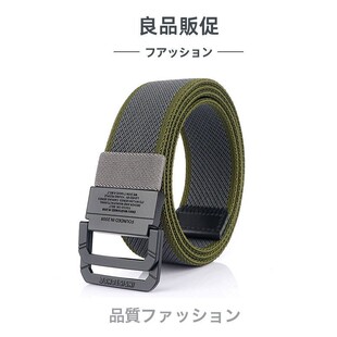 带年轻人腰带 日本男女松紧弹力帆布皮带黑色平滑双环扣裤 新品 时尚