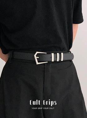 Cult Grips极简百搭黑色腰带男韩系设计感美式皮带春夏休闲潮