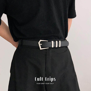 Cult 皮带春夏休闲潮 Grips极简百搭黑色腰带男韩系设计感美式