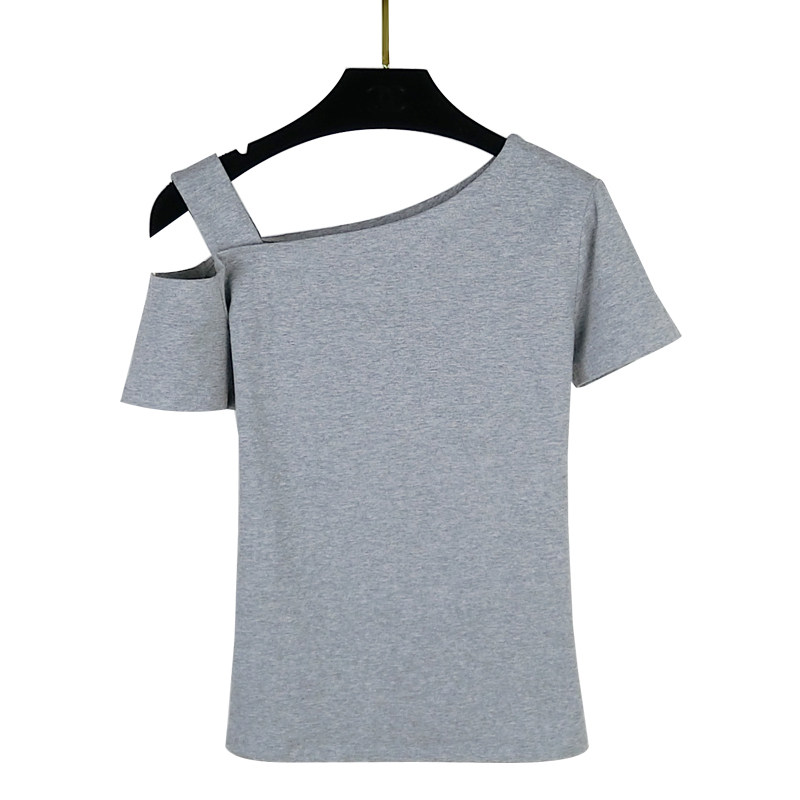 漏肩装韩版吊带露肩单肩斜肩性感紧身t恤女短袖夏装棉修身上衣|ruв категории Женская одежда, футболка - от Buy2taobao.com для оказания профессиональной услуги покупки агента Taobao