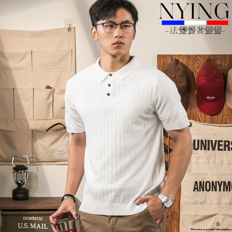 NYING法国轻奢高端夏季冰丝凉感polo衫男带领保罗商务复古短袖t恤